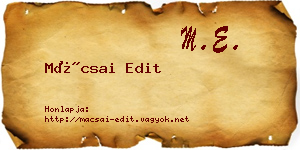 Mácsai Edit névjegykártya